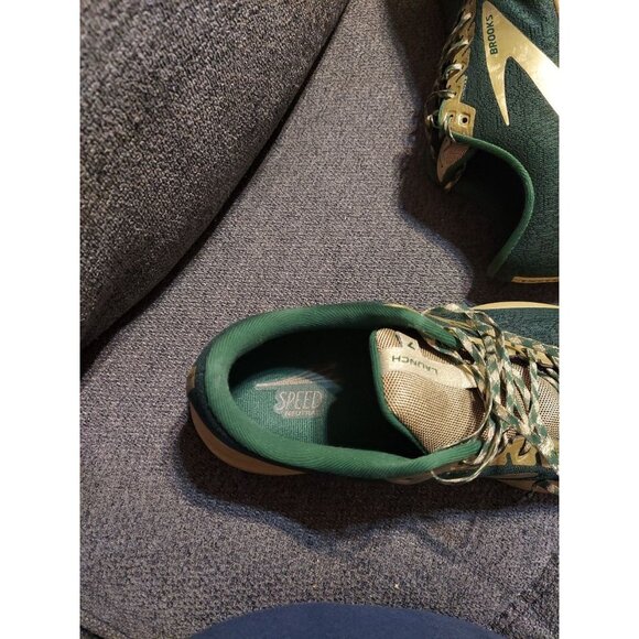 Size 12 - Brooks Launch 7 Run Lucky W Running Walking Shoes Green Gold - Picture 10 of 12